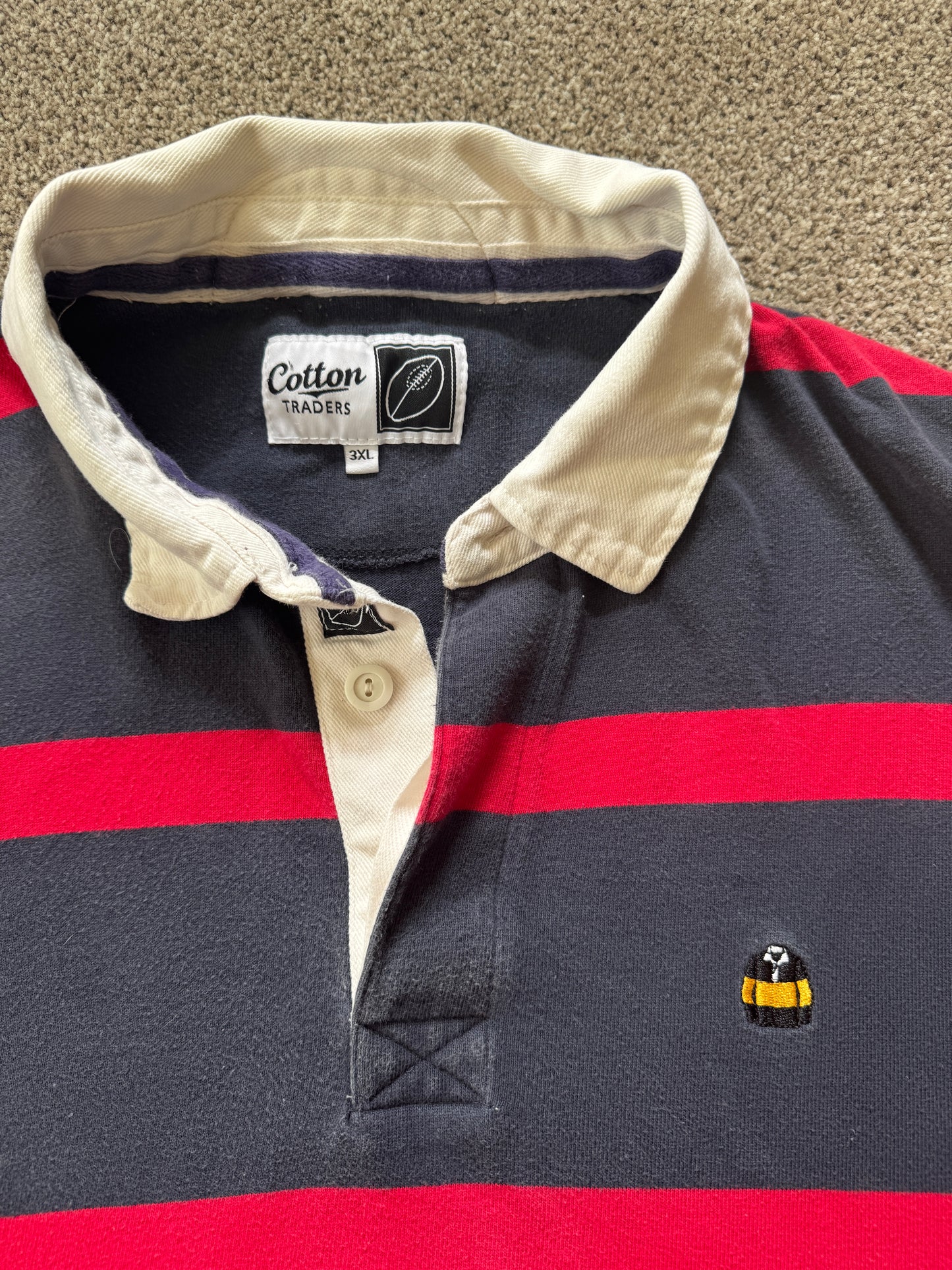 3XL Cotton Traders Navy and Red Rugby Shirt