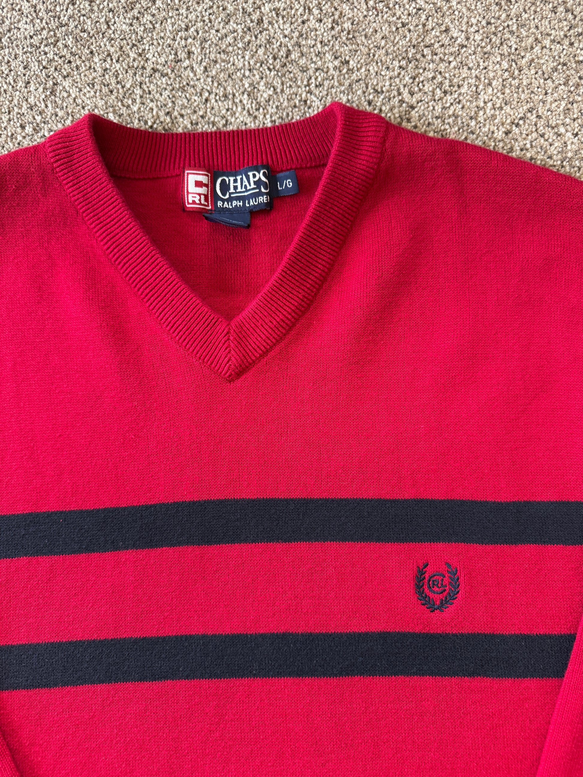Large Chaps Red V-Neck Jumper