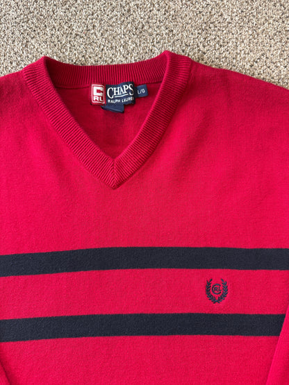 Large Chaps Red V-Neck Jumper