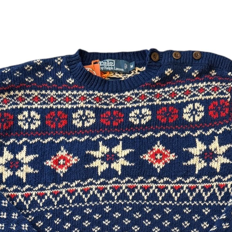 Medium Ralph Lauren Blue Knitted Nordic Jumper