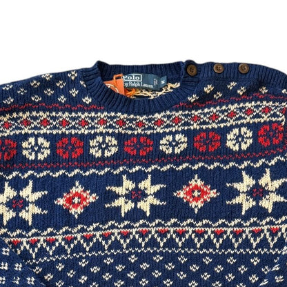Medium Ralph Lauren Blue Knitted Nordic Jumper