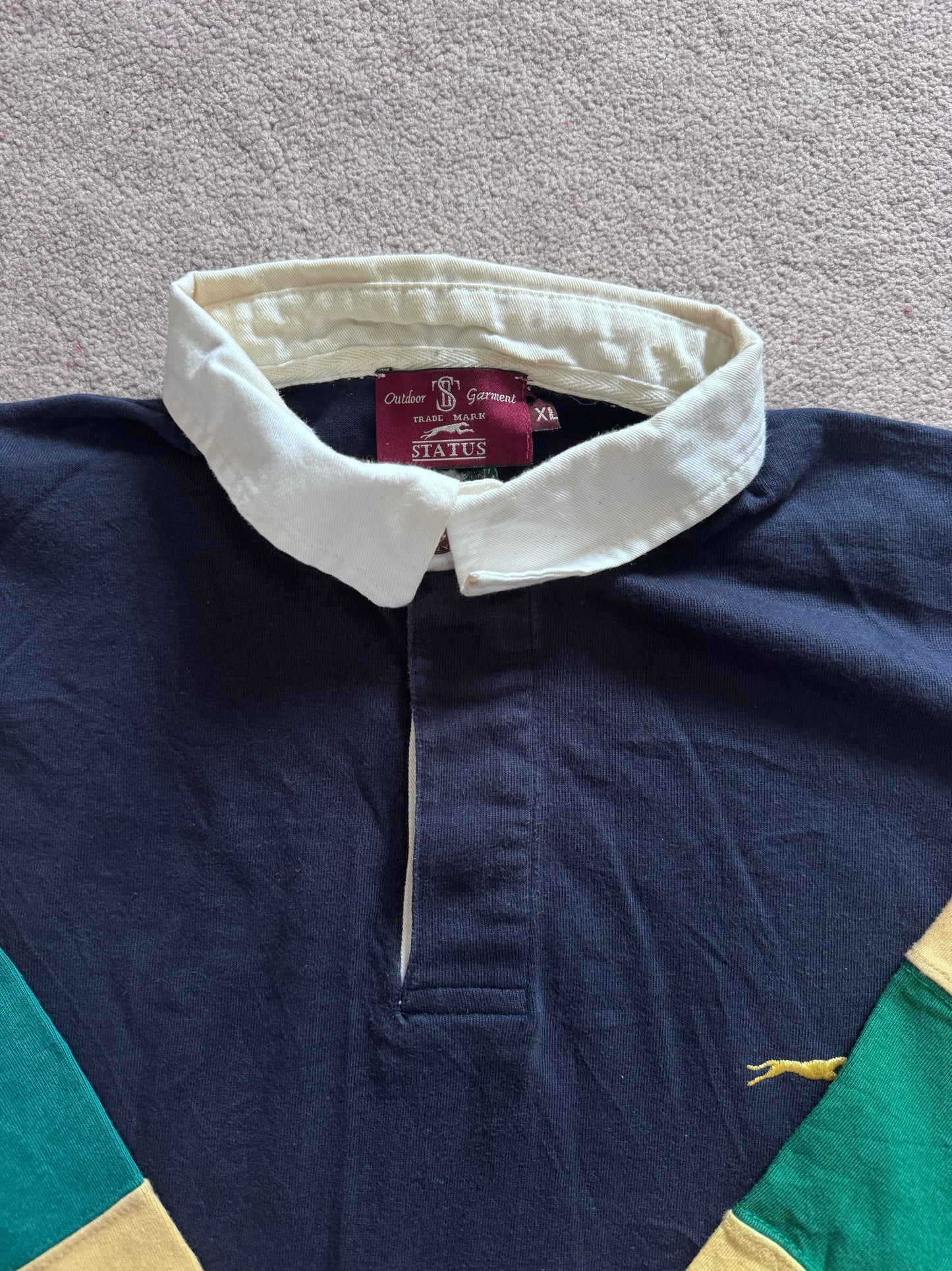 Extra large Status Navy, Yellow and Green Rugby Shirt