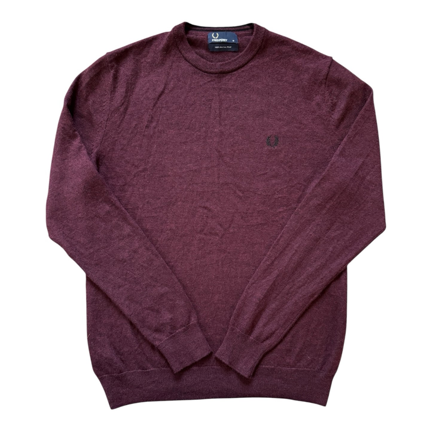 Medium Fred Perry Burgundy Merino Wool Knitted Jumper