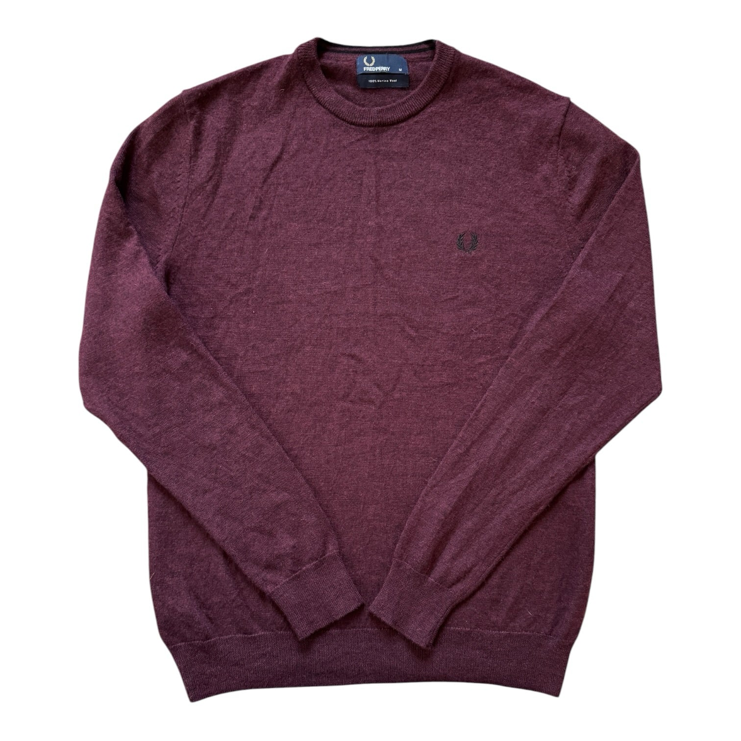 Medium Fred Perry Burgundy Merino Wool Knitted Jumper