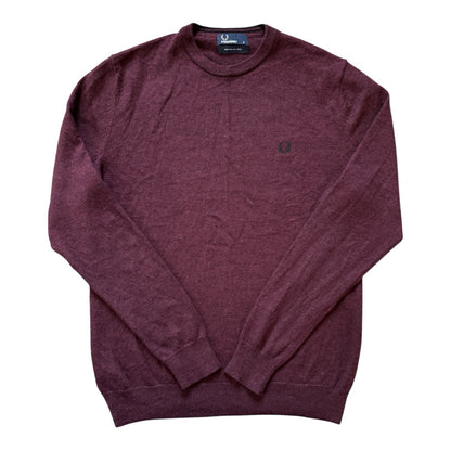 Medium Fred Perry Burgundy Merino Wool Knitted Jumper