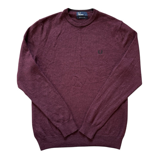 Medium Fred Perry Burgundy Merino Wool Knitted Jumper