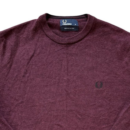 Medium Fred Perry Burgundy Merino Wool Knitted Jumper