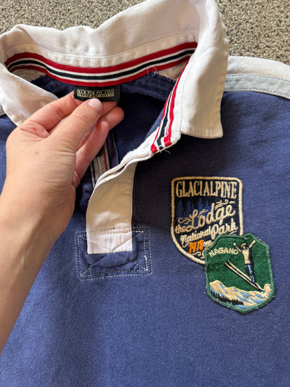 Small Napapijri Blue Glacialpine Lodge Nagano Rugby Shirt