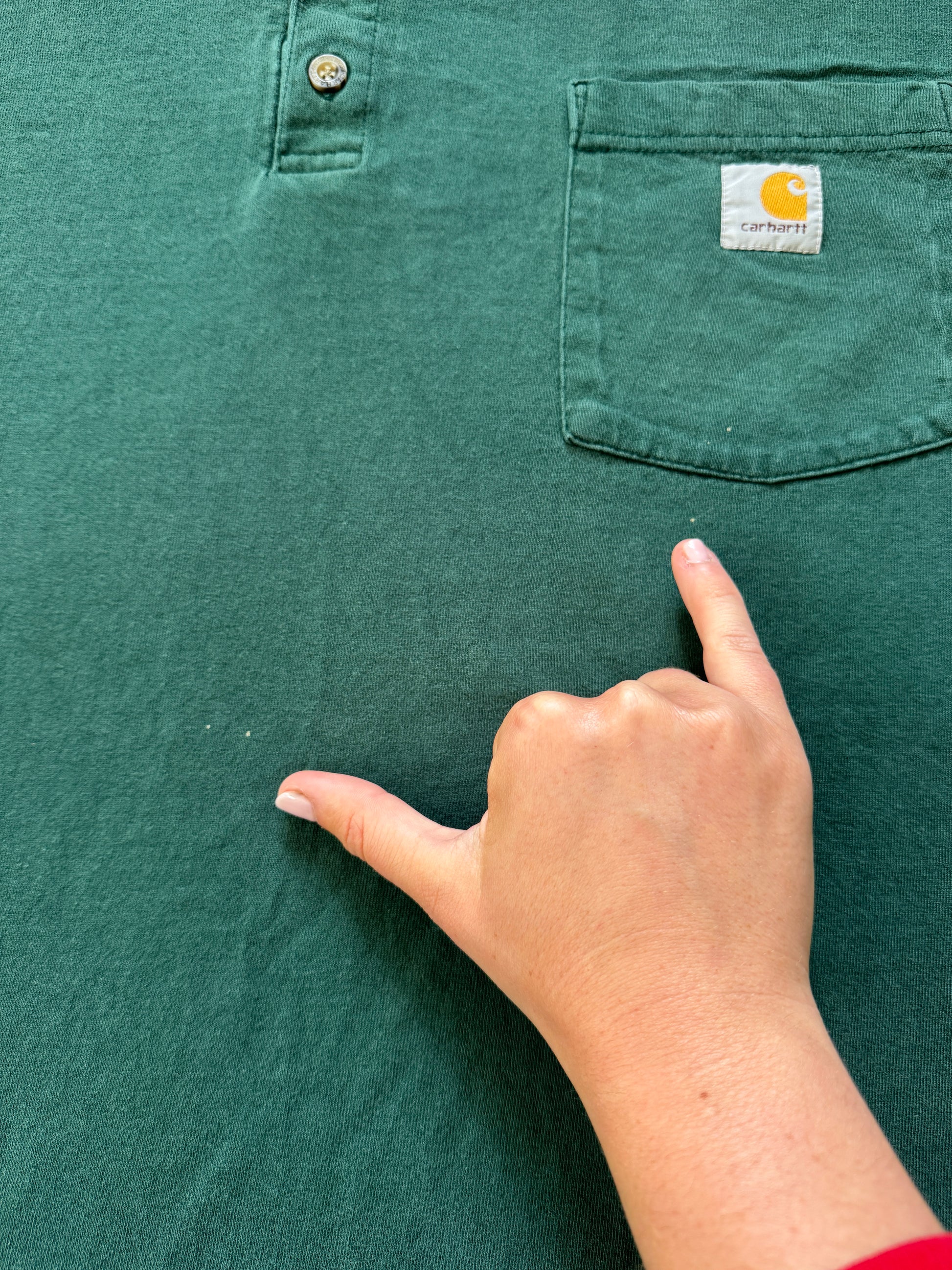 XXL Carhartt Green Henley Pocket T-Shirt