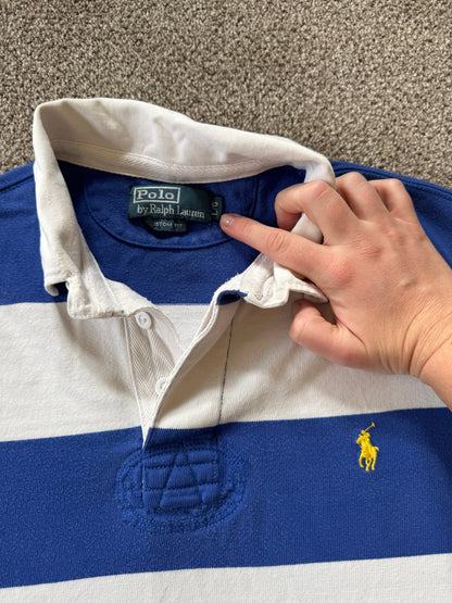 Large Ralph Lauren Blue and White Rugby Shirt
