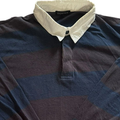 Medium George Navy and Brown Rugby Shirt