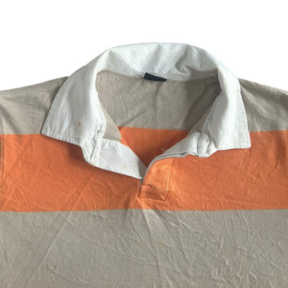 Large Pull and Bear Orange and Beige Rugby Shirt