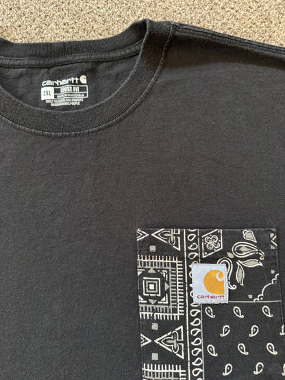 XXL Loose Fit Carhartt Black Bandana Style Pocket T-Shirt