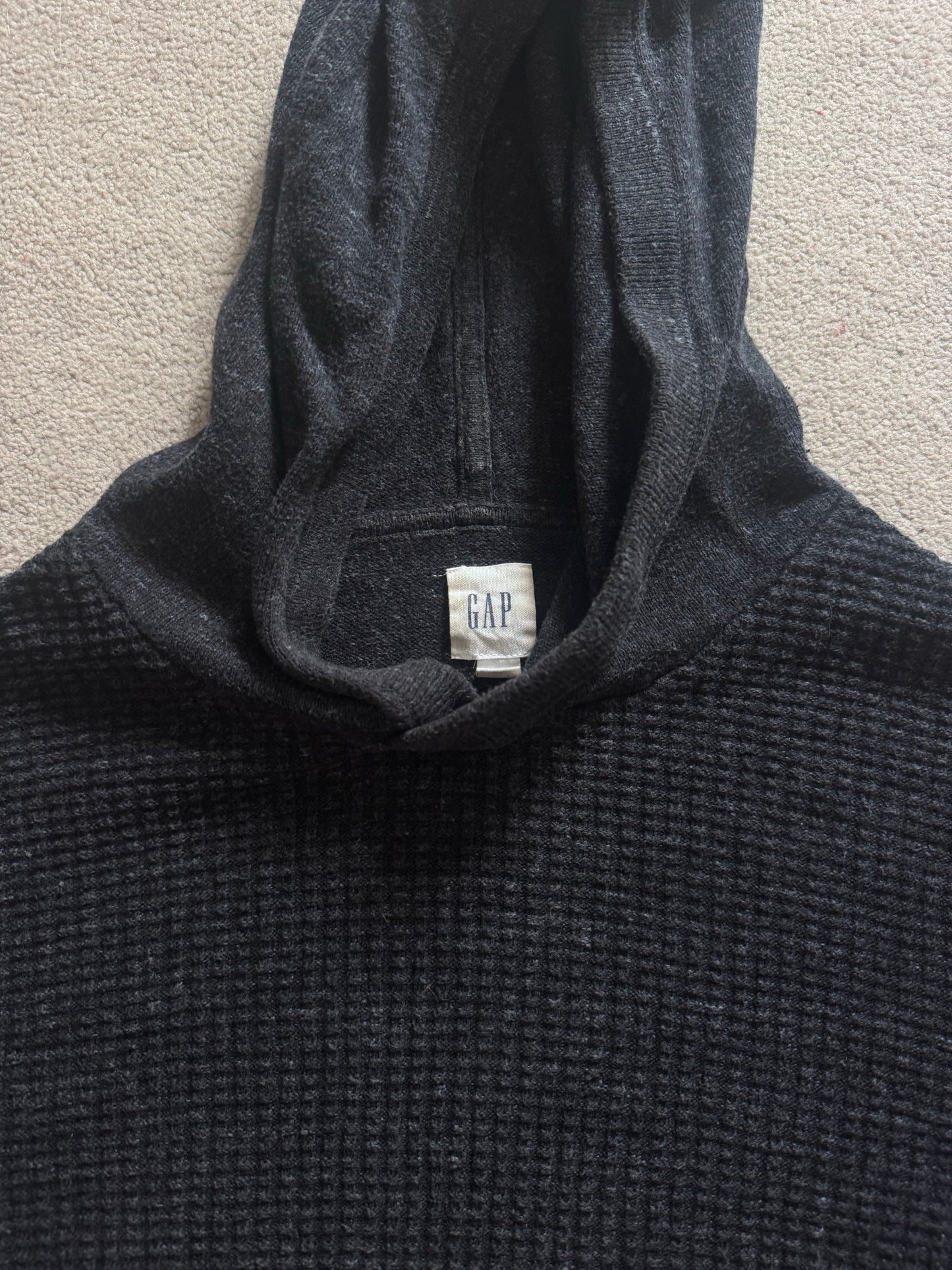 Large Gap Charcoal Black Waffle Knit Hoodie