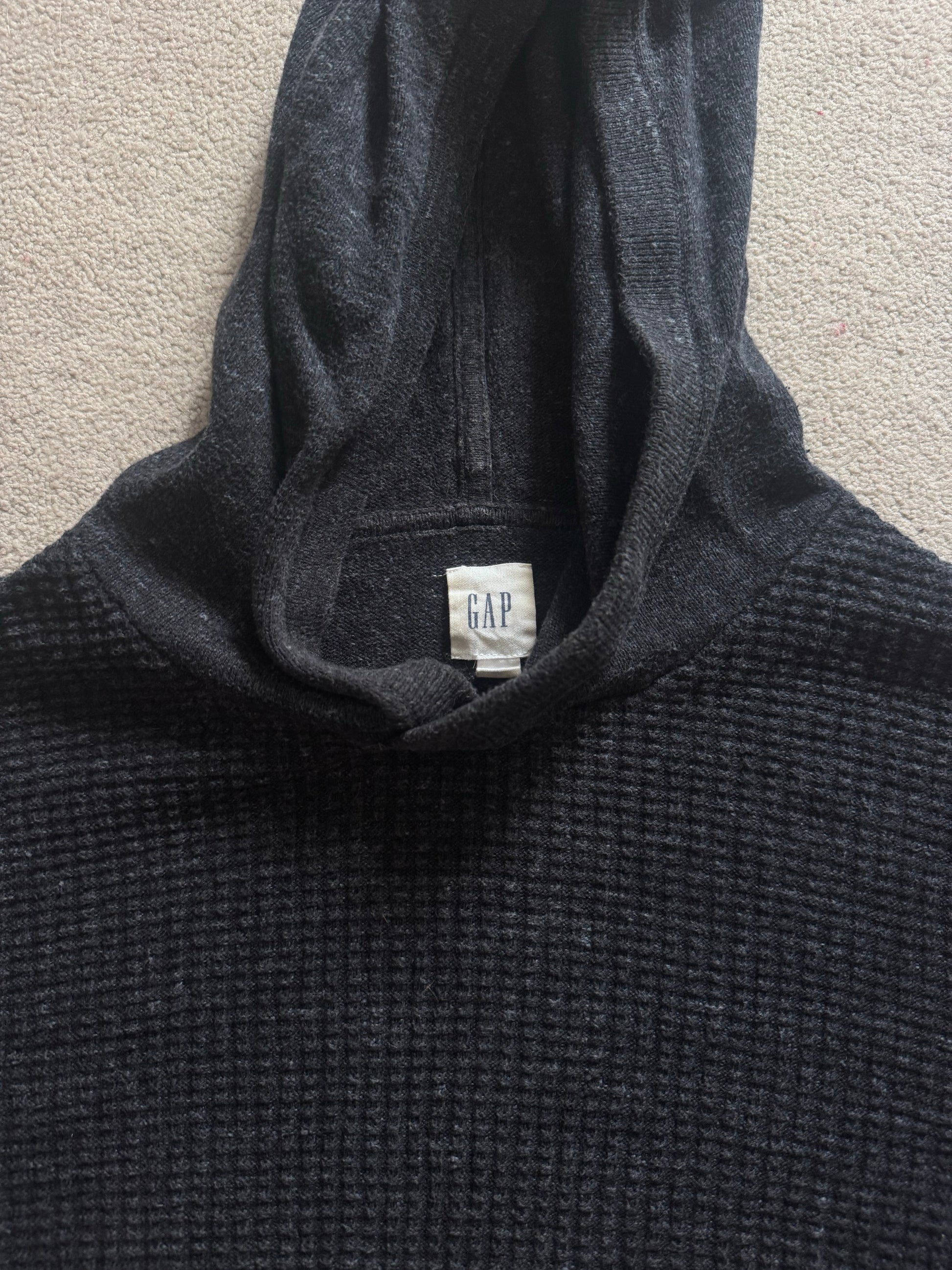 Large Gap Charcoal Black Waffle Knit Hoodie