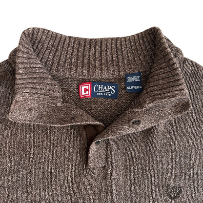 XXL Chaps Brown Knitted 1/4 Button Jumper