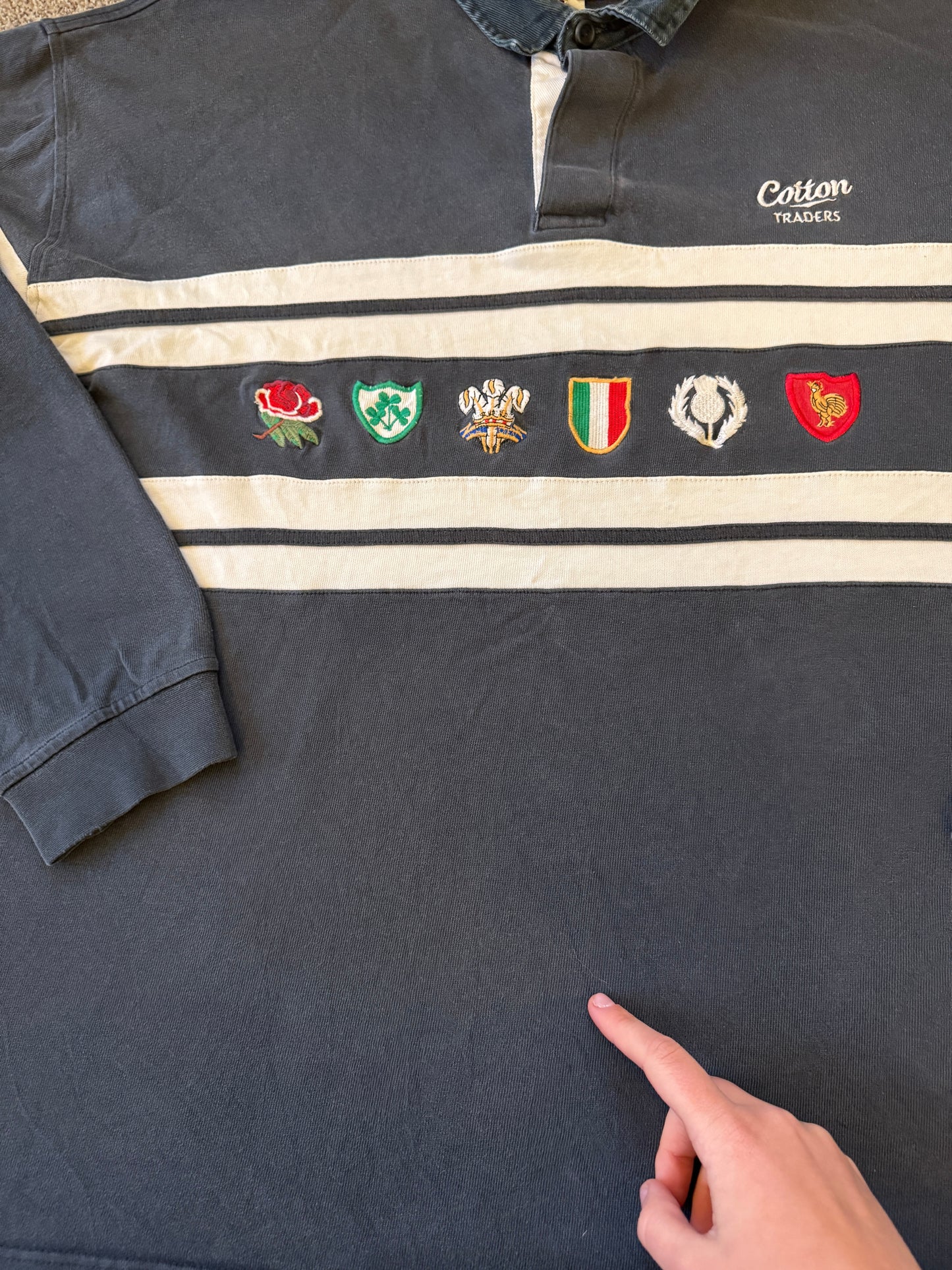 4XL Cotton Traders Six Nations Navy Rugby Shirt