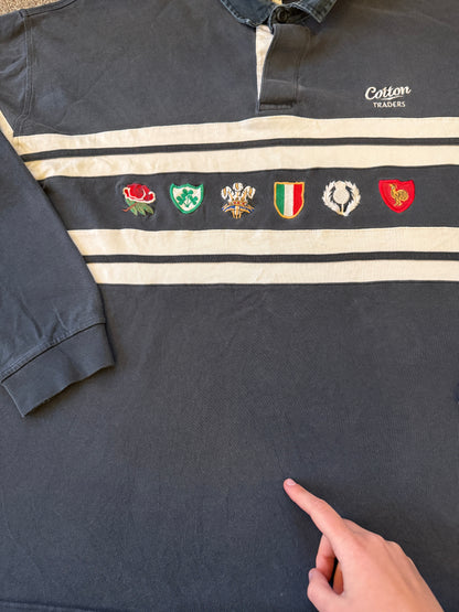 4XL Cotton Traders Six Nations Navy Rugby Shirt