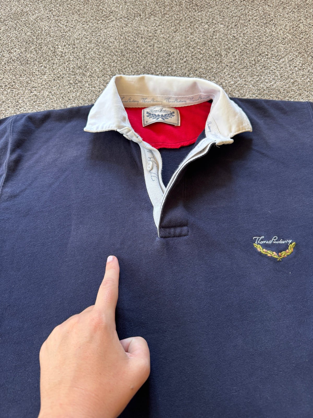 Small Thomas Burberry Navy Rugby Shirt