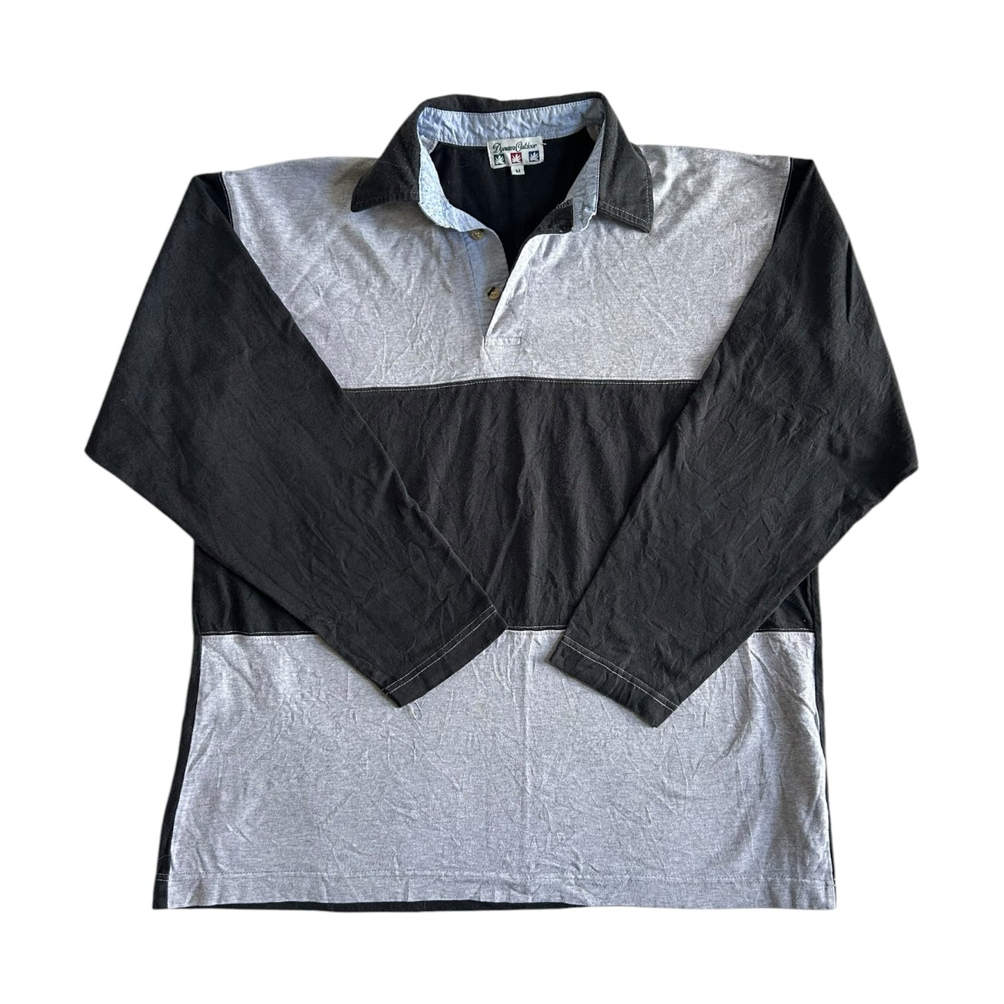 Medium Dynam Outdoors Grey and Black Rugby Shirt