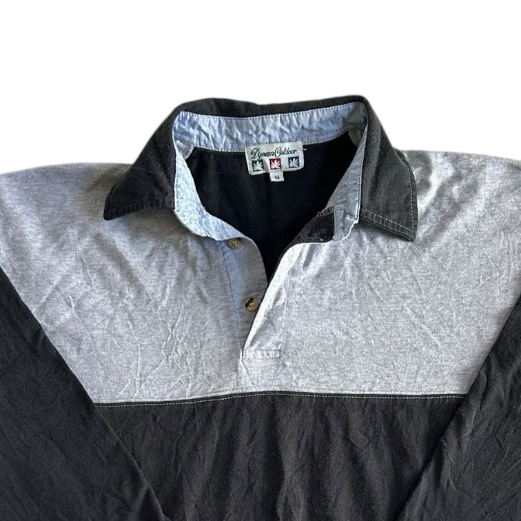 Medium Dynam Outdoors Grey and Black Rugby Shirt
