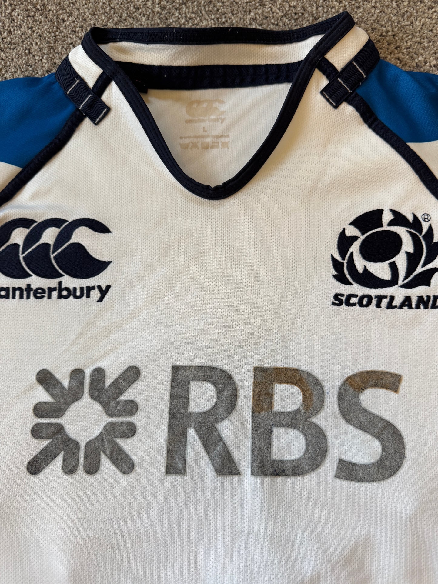 Large 2012/13 Canterbury White Scotland Rugby Shirt