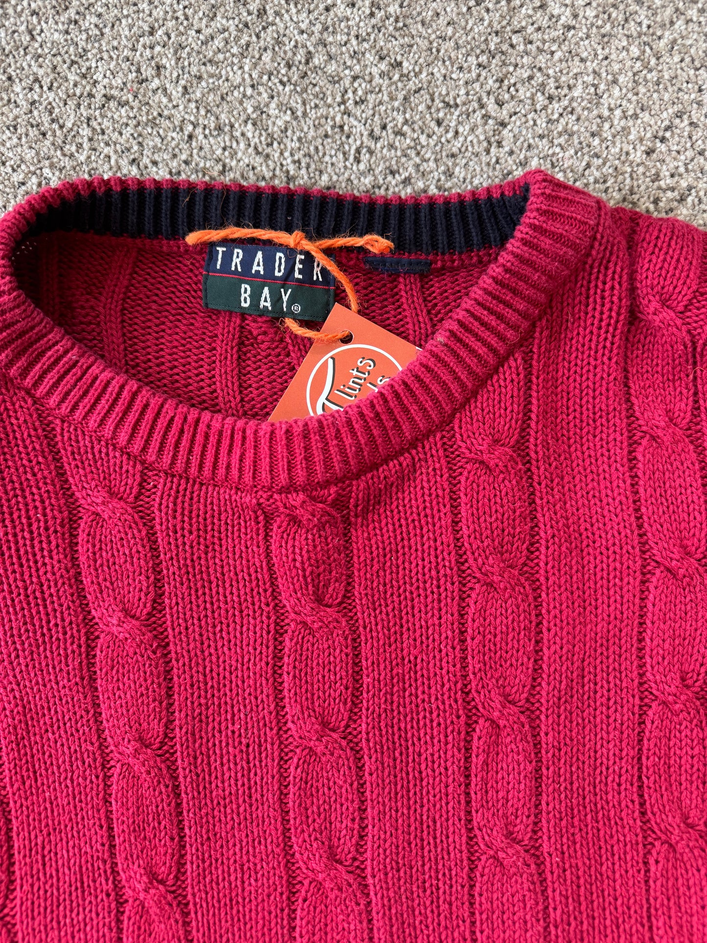 Large Trader Bay Red Cable Knit