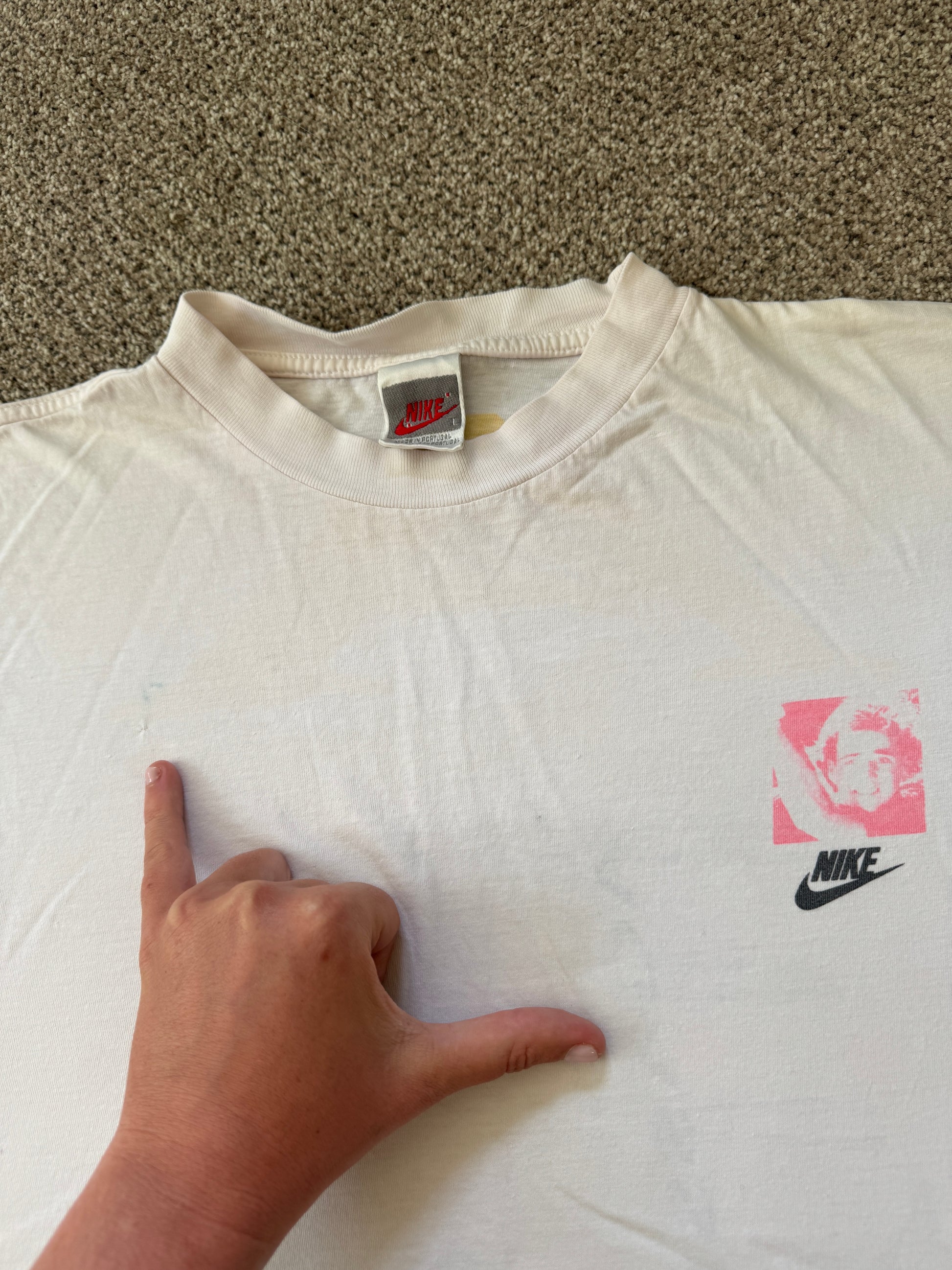 1990s Large Nike Challenge Court Andre Agassi Tennis White T-Shirt