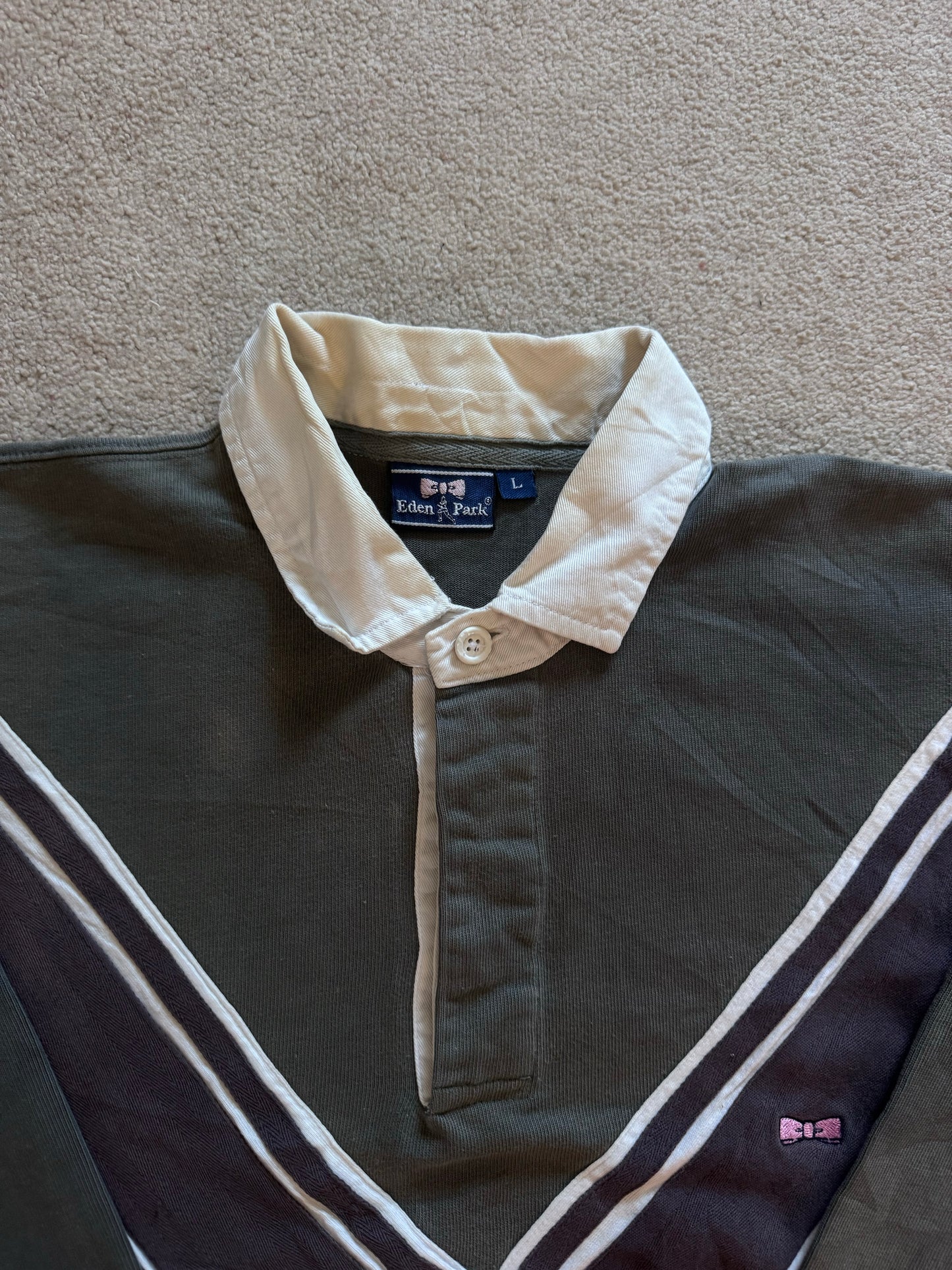 Large Eden Park Green and Navy Rugby Shirt