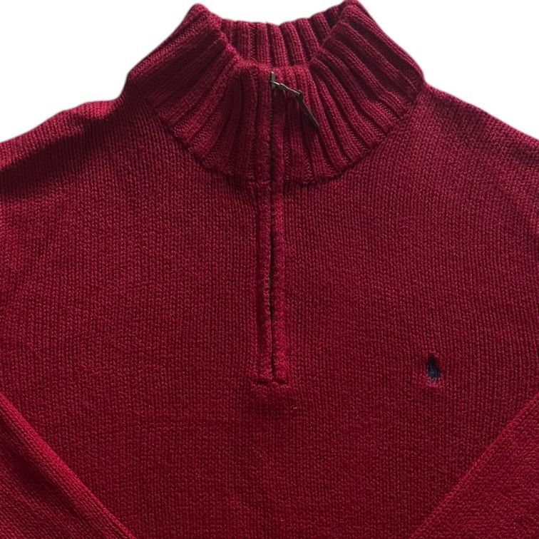 Extra large Ralph Lauren Red Knitted 1/4 Zip Jumper