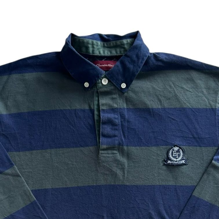 Extra large Emilio Tucci Green and Navy Rugby Shirt