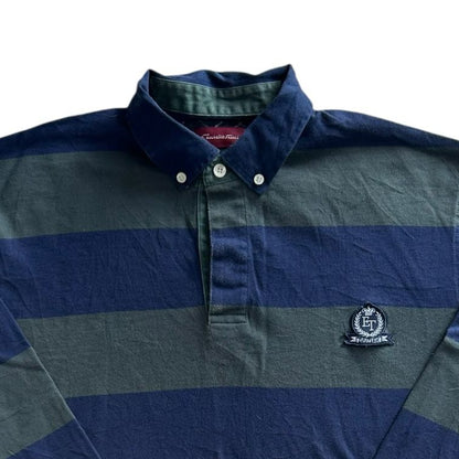 Extra large Emilio Tucci Green and Navy Rugby Shirt
