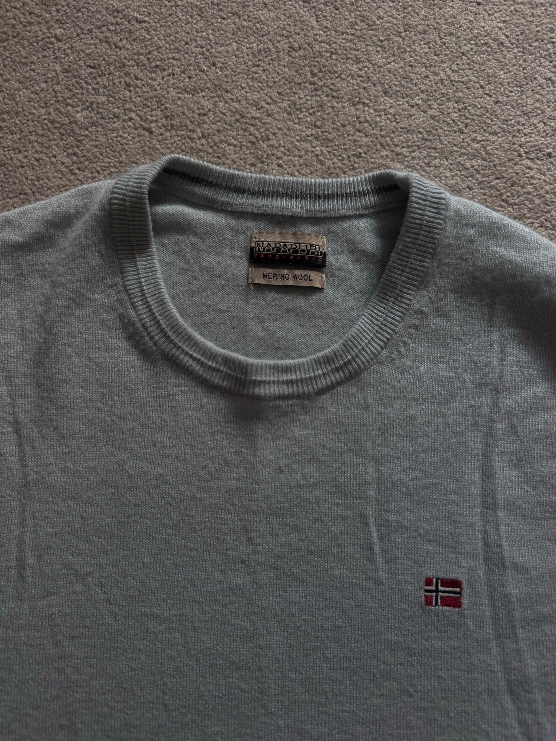 Medium Napapijri Light Blue Merino Wool Knitted Jumper