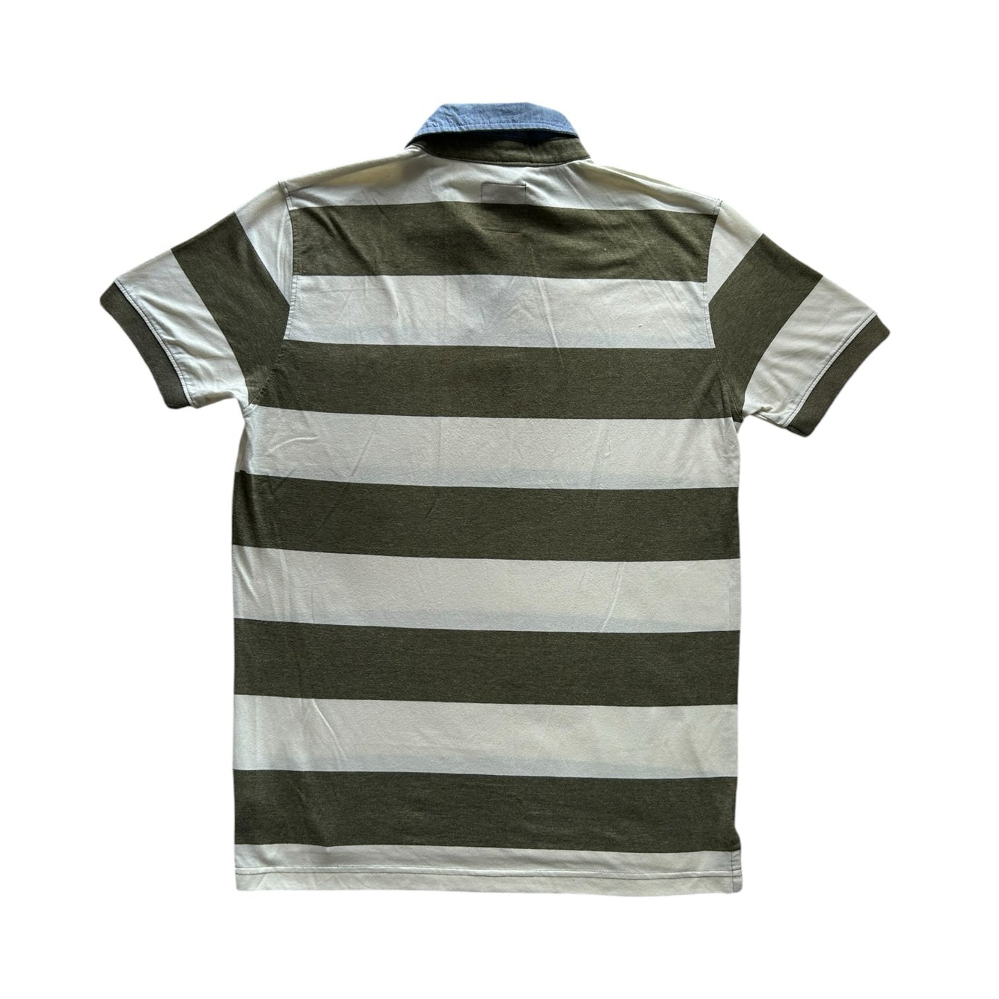 Large Code Collection Green and Beige Short Sleeved Rugby Shirt