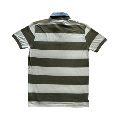 Large Code Collection Green and Beige Short Sleeved Rugby Shirt