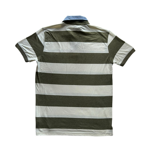 Large Code Collection Green and Beige Short Sleeved Rugby Shirt