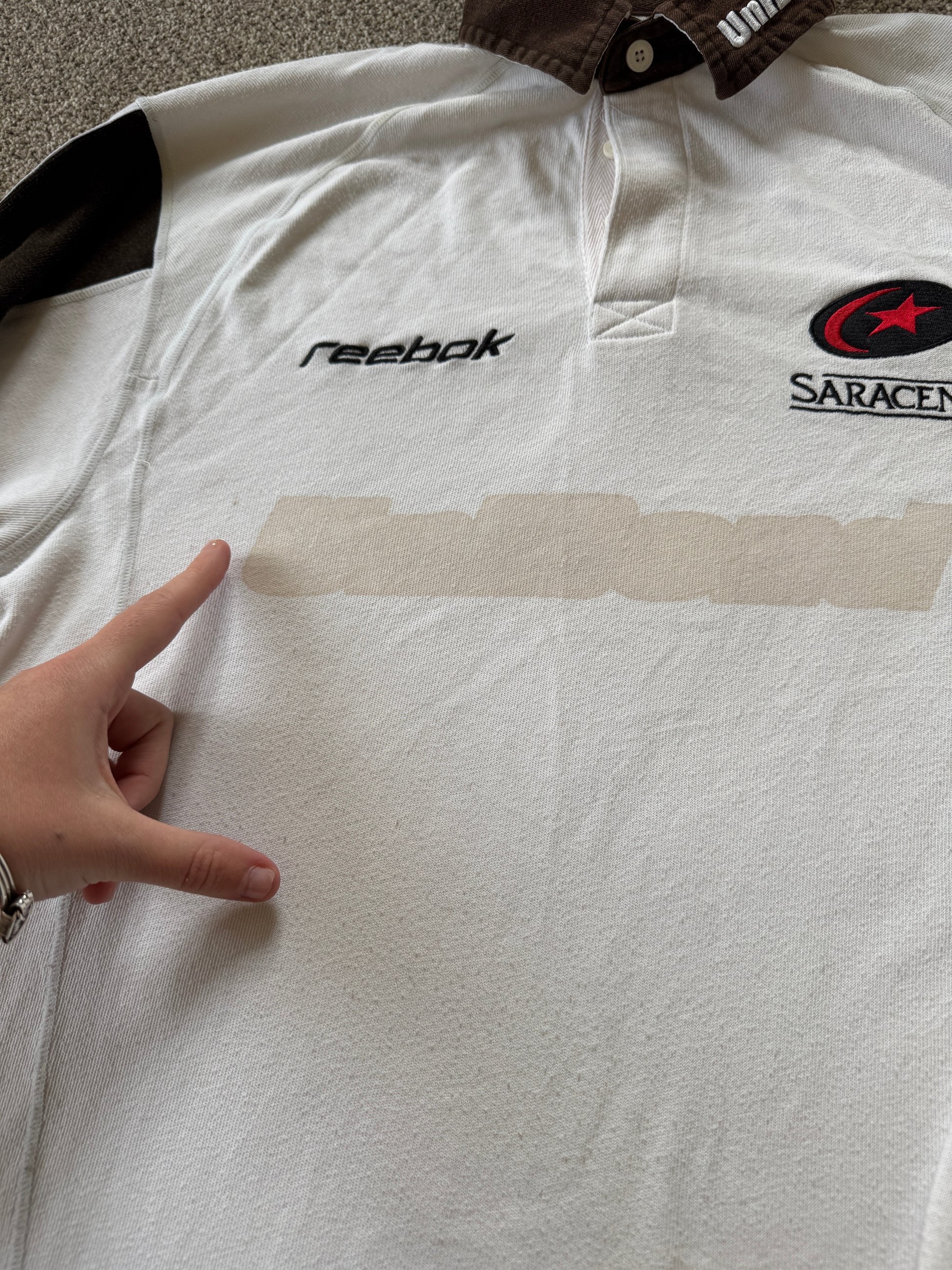 Small Reebok White Saracens Rugby Shirt