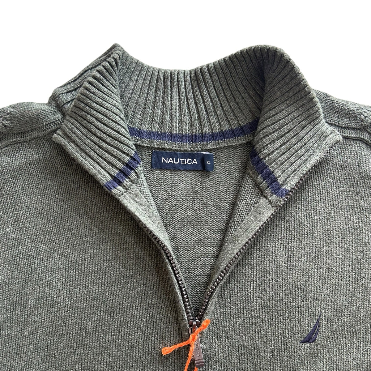 Extra large Nautica Green Cable Knit Sleeve 1/4 Zip