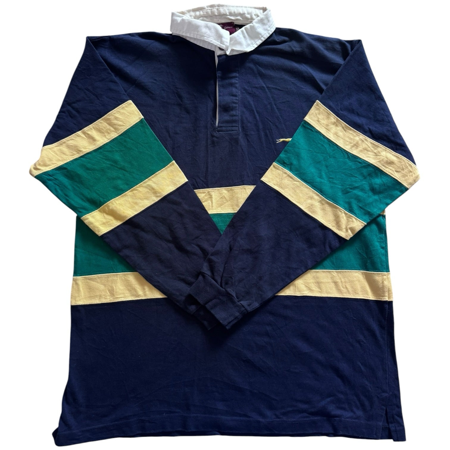 Extra large Status Navy, Yellow and Green Rugby Shirt