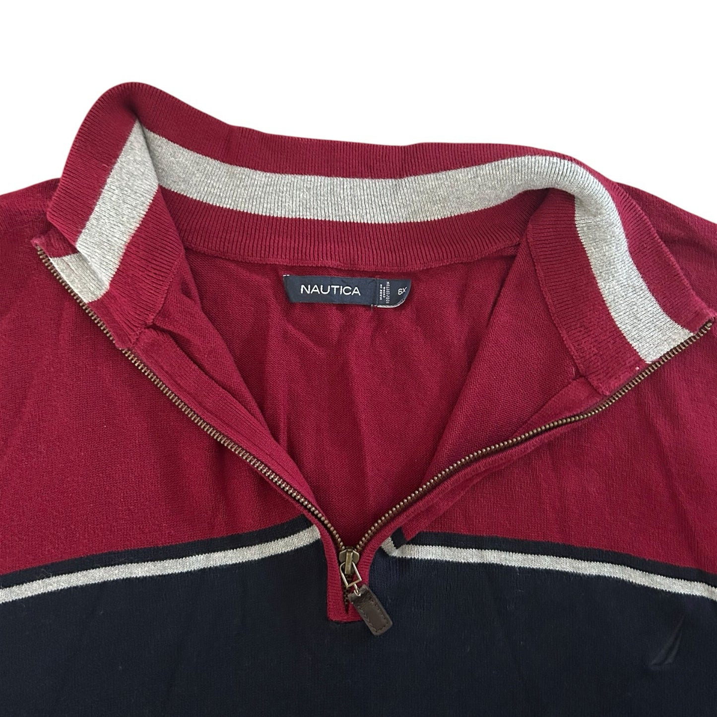 6XL Nautica Burgundy Red 1/4 Zip Jumper
