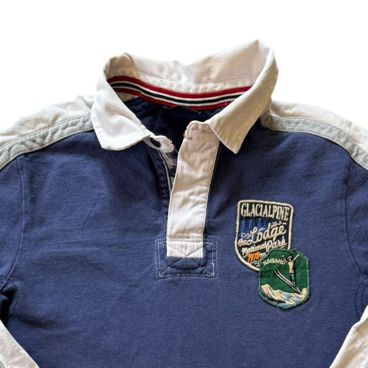Small Napapijri Blue Glacialpine Lodge Nagano Rugby Shirt