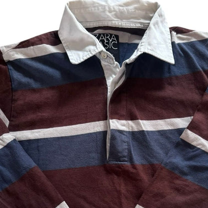 Medium Zara Blue/ Browny Red Rugby Shirt