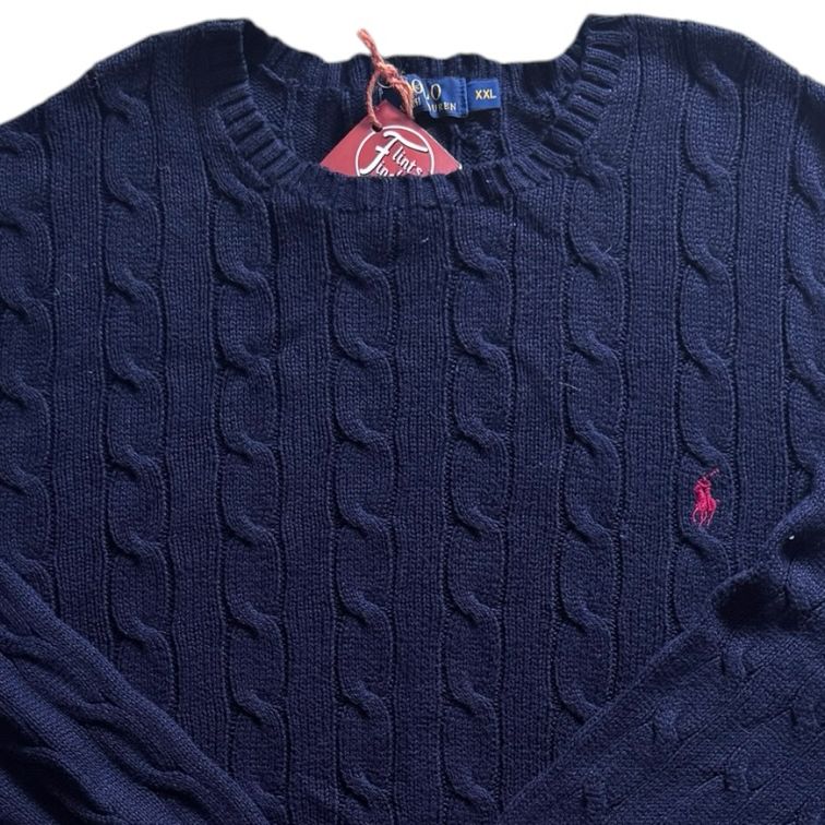 XXL Ralph Lauren Navy Cable Knit Jumper