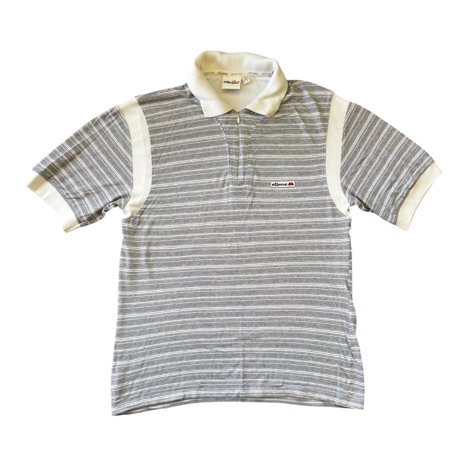 Medium Ellesse Grey and White 1/4 Zip Polo Shirt