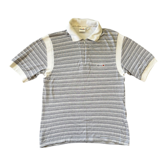 Medium Ellesse Grey and White 1/4 Zip Polo Shirt