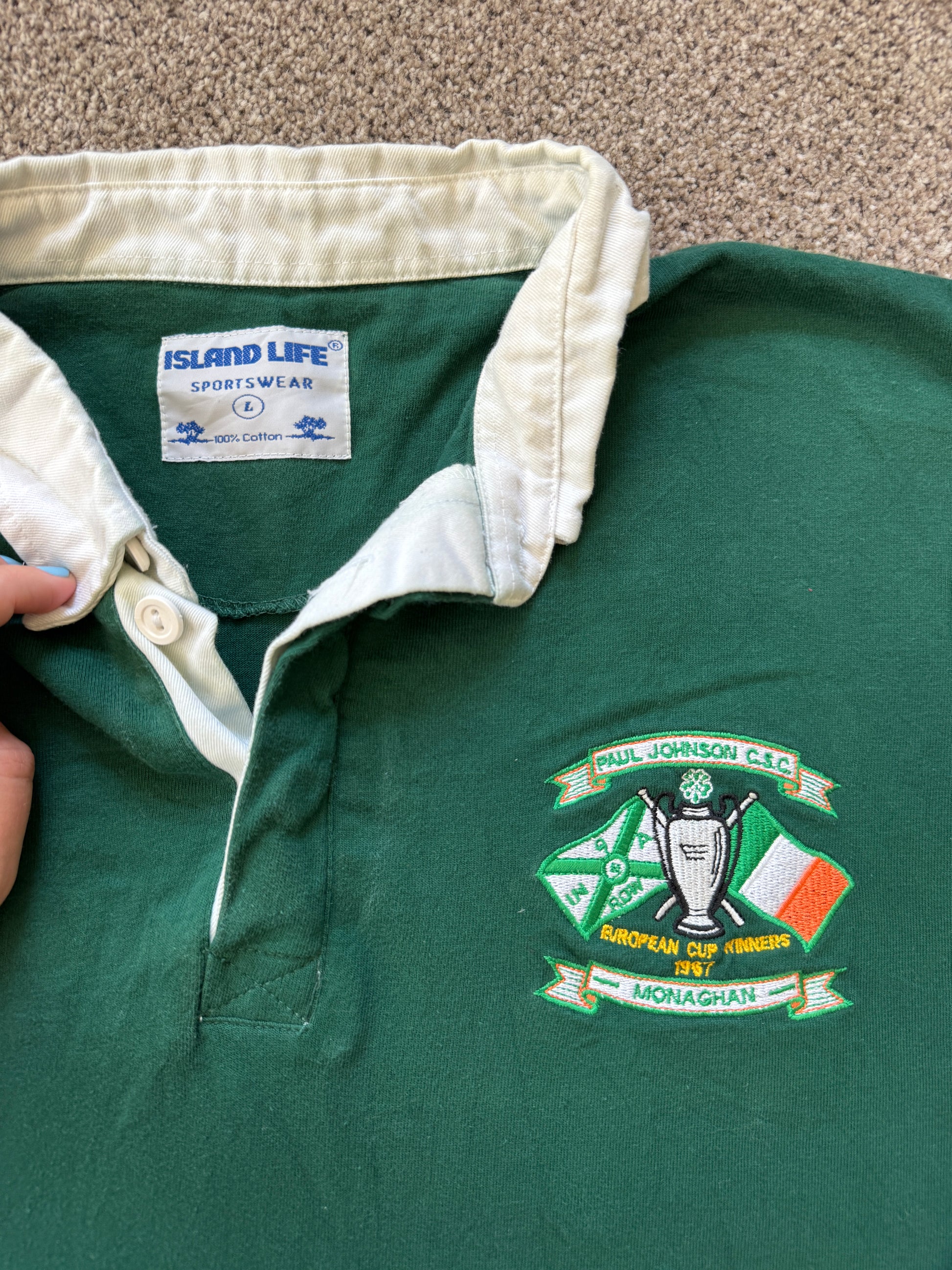 Large Island Life Green European Cup Winners 1967 Rugby Shirt