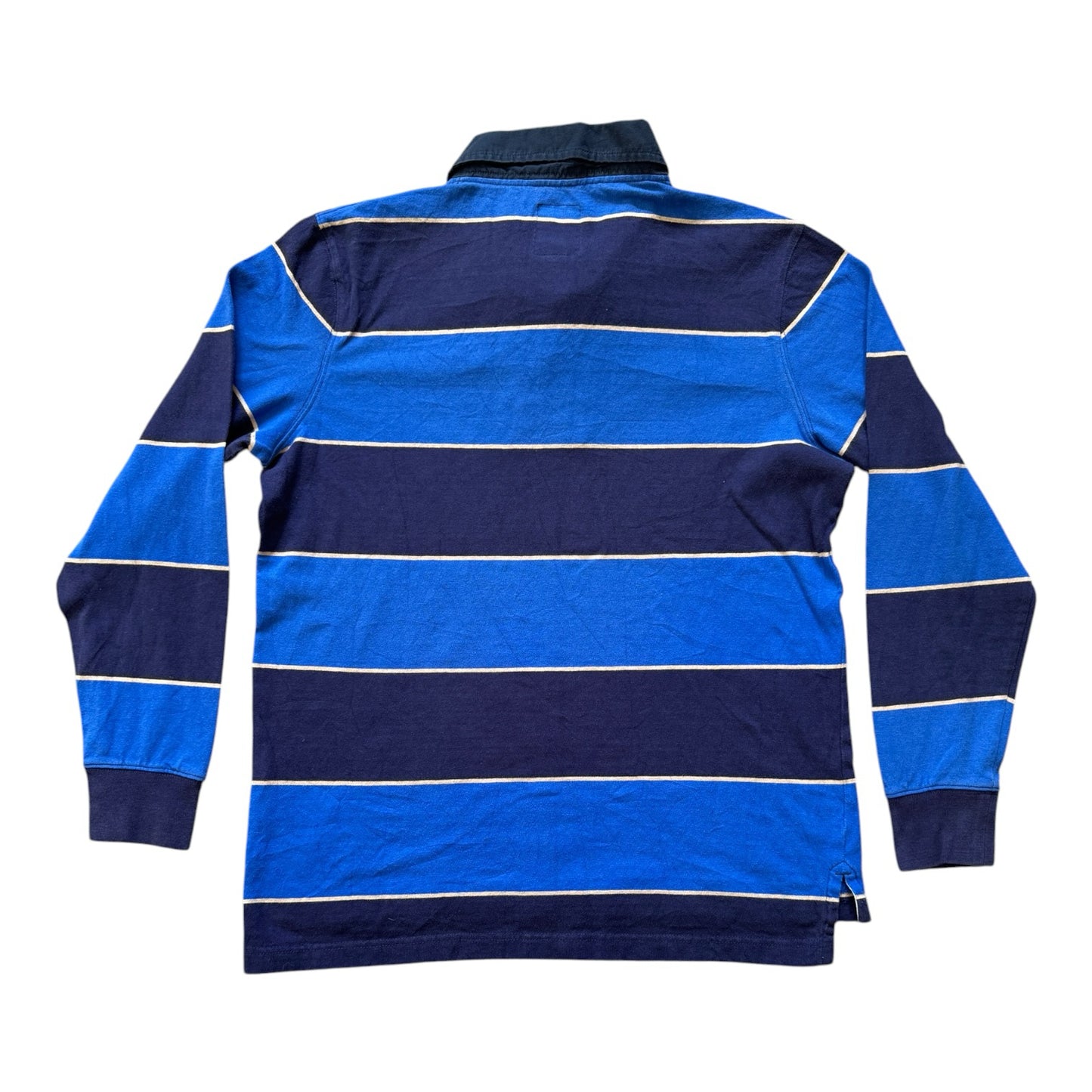 Medium Lands' End Blue and Navy Rugby Shirt