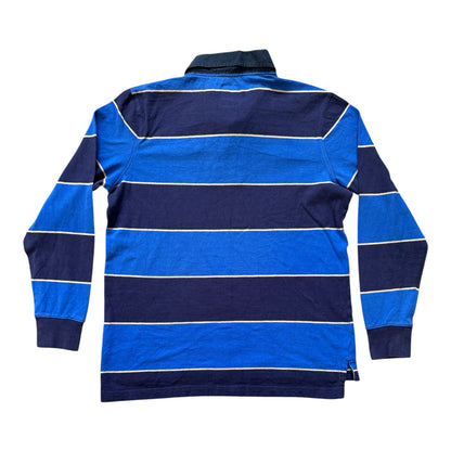 Medium Lands' End Blue and Navy Rugby Shirt