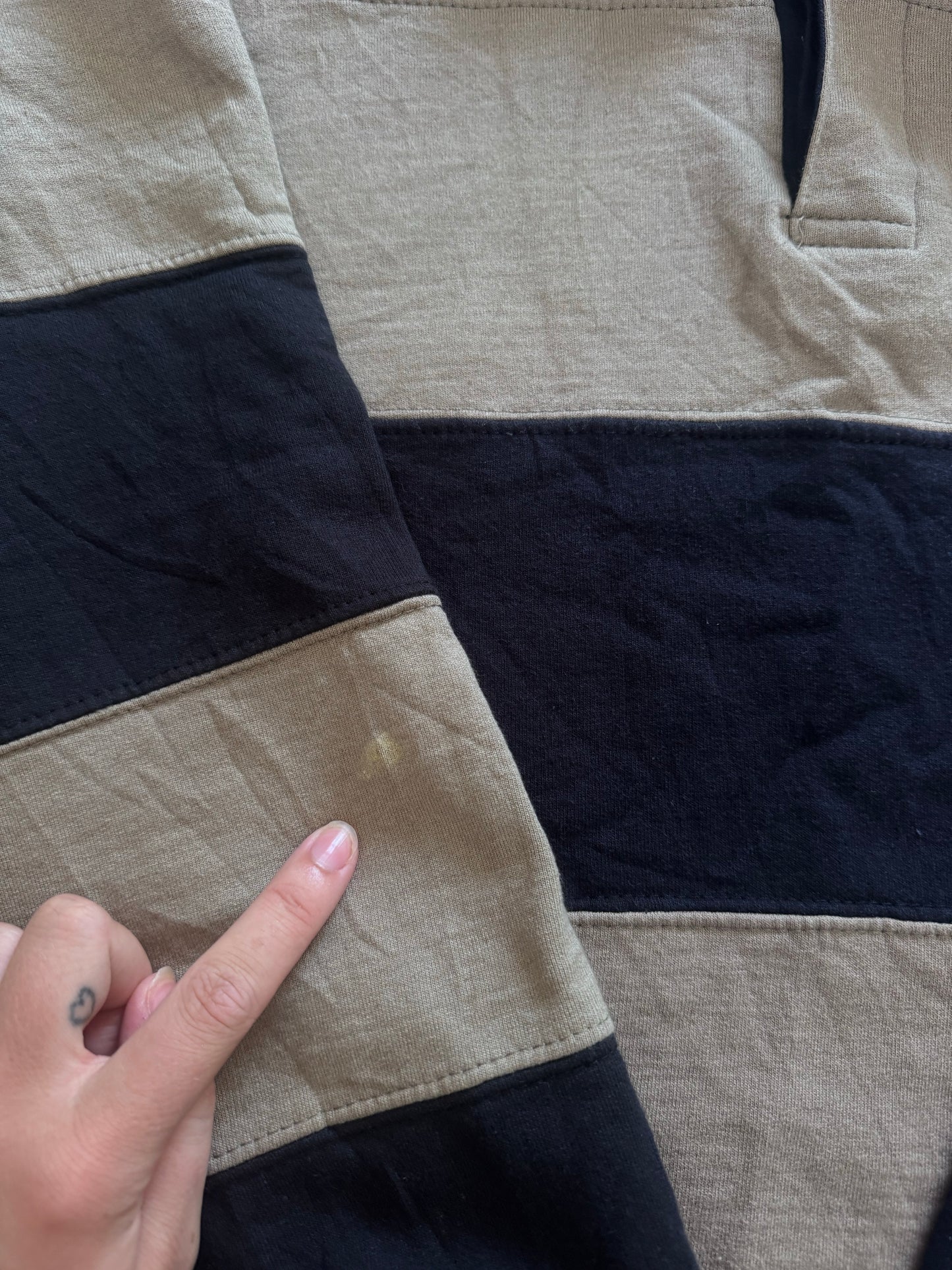 Medium Sergio Vitti Navy and Beige Rugby Shirt