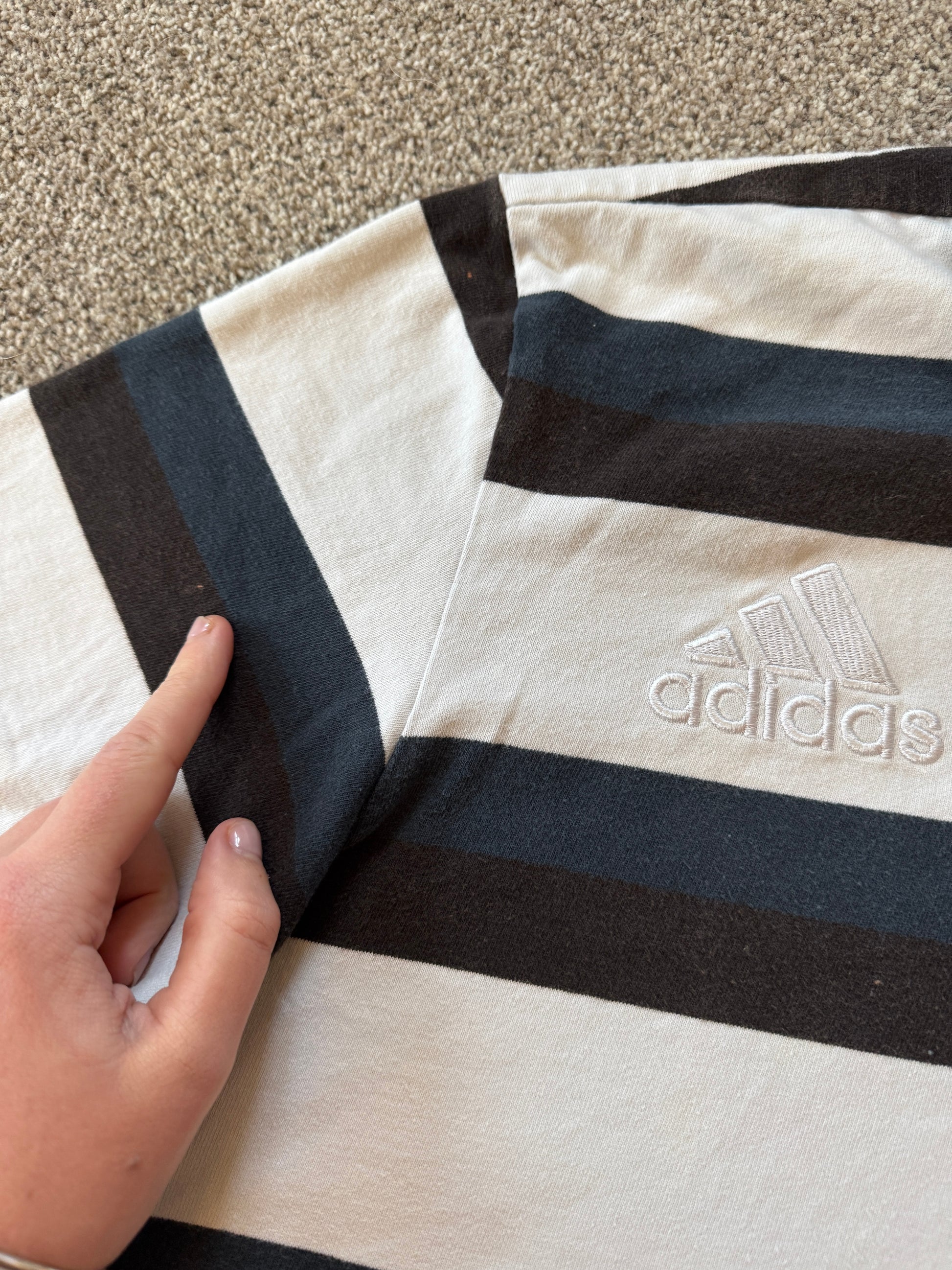 Extra large Adidas White And Navy Rugby Shirt